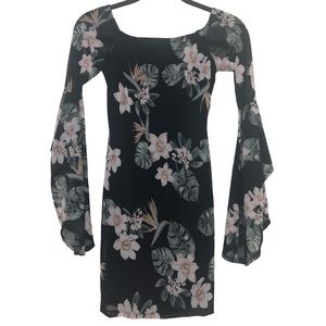 Floral Long-Sleeve Bodycon Dress